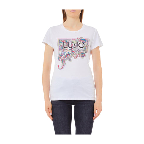 LIU JO T-shirt T-shirt Donna slim fit con stampa Bianco multi P25 - LIU.JOWA5240JS923 - M9616 - S - Francavilla Moda