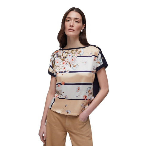 Liu Jo T-shirt mm T-shirt floreale donna con inserto in twill stampato XS - Francavilla Moda