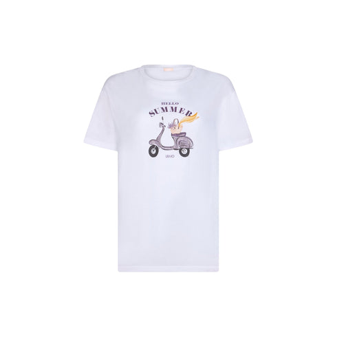 Liu Jo T-Shirt T-shirt in cotone con stampa e applicazioni XS - Francavilla Moda