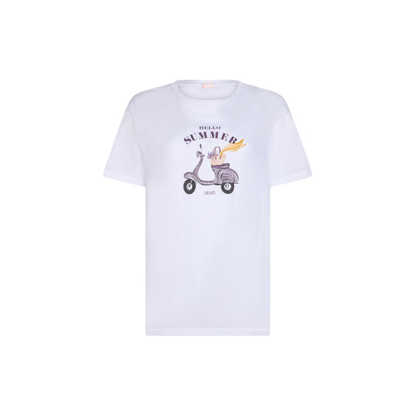 Liu Jo T-Shirt T-shirt in cotone con stampa e applicazioni XS - Francavilla Moda