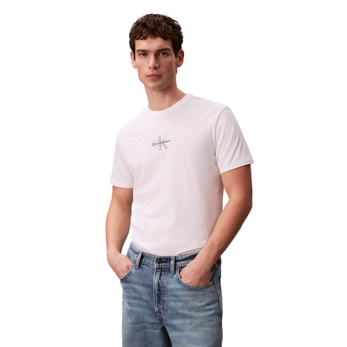 T-shirt Uomo in cotone, con scollatura girocollo e micro logo monogram frontale