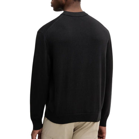 Maglia Uomo in filato di cotone, a girocollo, con finiture a costine