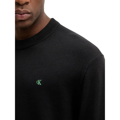 Maglia Uomo in filato di cotone, a girocollo, con finiture a costine