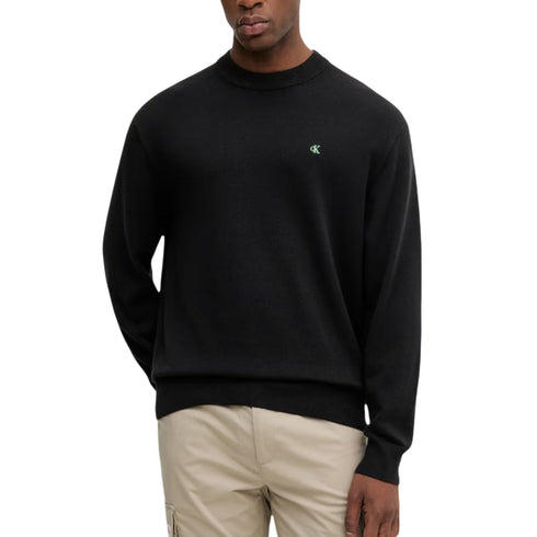 Maglia Uomo in filato di cotone, a girocollo, con finiture a costine