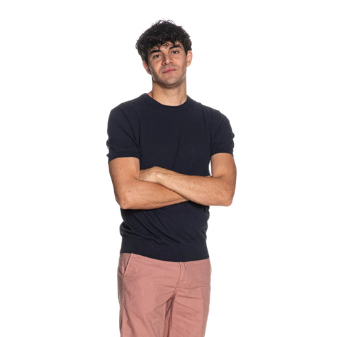 Maglia Uomo a manica corte tinta unita blu