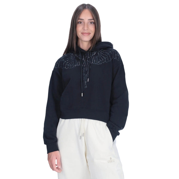 Marcelo Burlon County of Milan Felpa con cappuccio Felpa Donna crop con strass XS A25 - COUNTY OF MILAN30028 - NERO - XS - Francavilla Moda