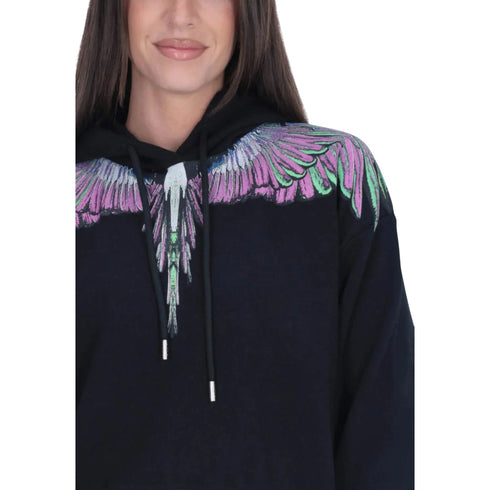 Marcelo Burlon County of Milan Felpa con cappuccio Felpa Donna crop grafica colorata XS A25 - COUNTY OF MILAN30000 - NERO PINK - XS - Francavilla Moda