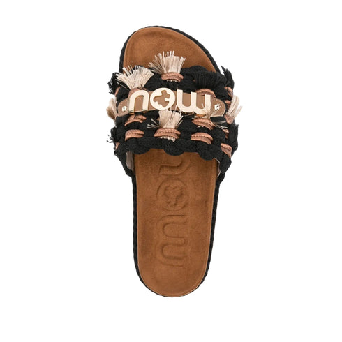 Mou Ciabatta Ciabatta Donna monofascia con frange 36 P26-MOUSW451008K-BLA-36 - Francavilla Moda