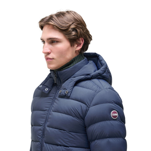 Piumino Uomo imbottito in piuma d'anatra, con chiusura frontale full zip