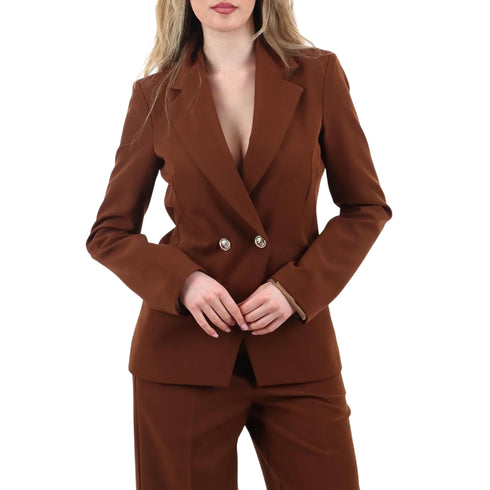 Giacca elegante Donna con due bottoni nocciola