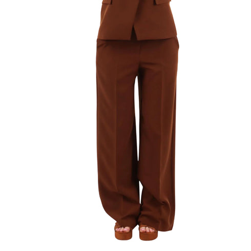 Pantalone Donna a palazzo in tessuto tecnico nocciola