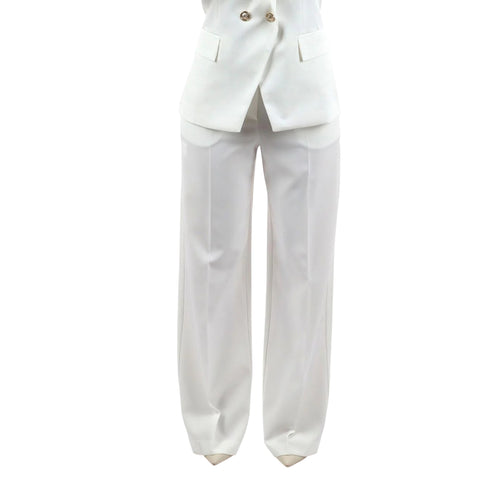 Pantalone Donna a palazzo in tessuto tecnico panna