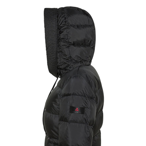 Piumino Donna lungo Nunki full zip, con ampio collo alto e cappuccio