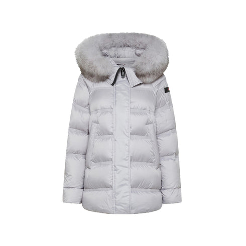 PEUTEREY Piumino medio Piumino Donna medio con pelliccia Grigio perla - Francavilla Moda
