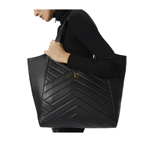 PINKO Borsa a spalla Borsa Donna shopper logo Love Birds Nero oro - Francavilla Moda