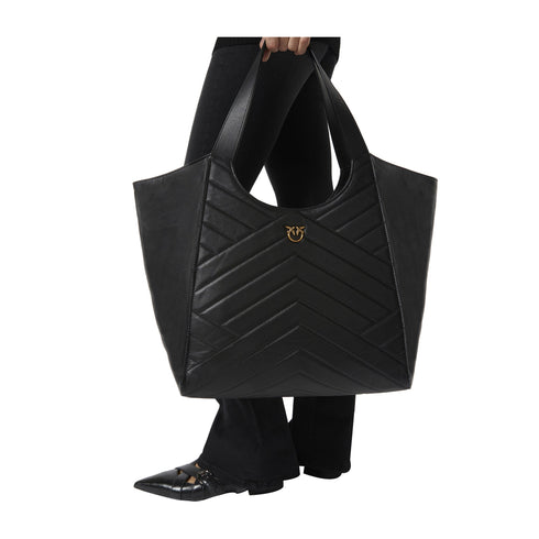 PINKO Borsa a spalla Borsa Donna shopper logo Love Birds Nero oro - Francavilla Moda