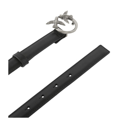 Pinko Cintura Cintura Donna Love Berry in pelle 2cm Nero argento P25 - PINKO 100143A0F1 - Z99O - XS - Francavilla Moda