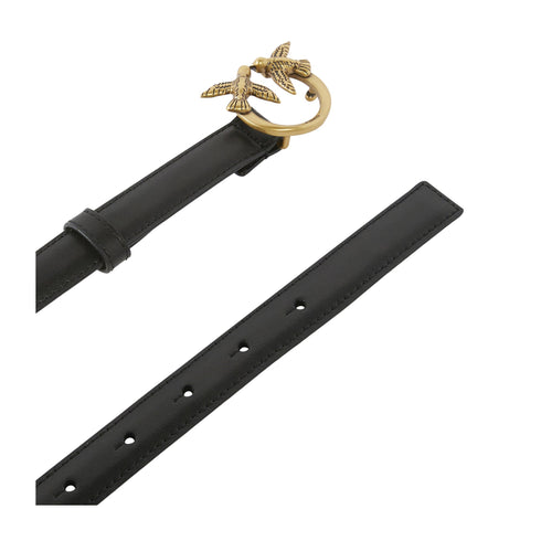 Pinko Cintura Cintura Donna Love Berry in pelle 2cm Nero oro P25 - PINKO 100143A0F1 - Z99Q - XS - Francavilla Moda