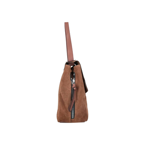 Borsa a spalla grande Lampetra in camoscio laterale