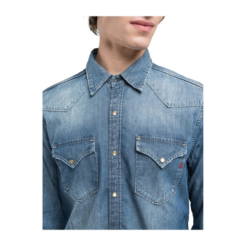 REPLAY Camicia casual Camicia Uomo in denim con taschine Jeans medio P25 - REPLAYM4023C28C80A - 009 - M - Francavilla Moda