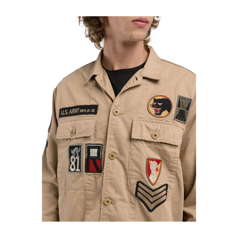 Replay Giacca overshirt Giacca Uomo Overshirt con applicazioni Beige P25 - REPLAYM8445H85172 - 568 - M - Francavilla Moda