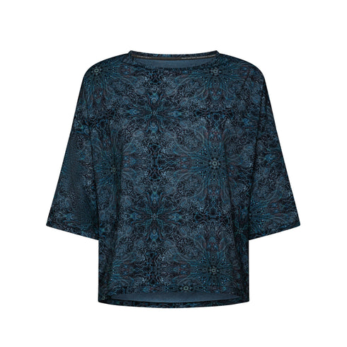 RRD Blusa Blusa Donna a 3/4 con motivo floreale Blu P25 - RRD25713 - 60 - 40 - Francavilla Moda