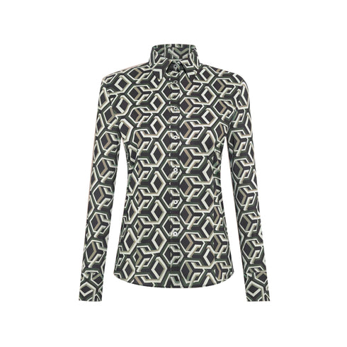 RRD Camicia casual Camicia Donna fantasia optical Nero ecru - Francavilla Moda