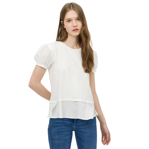 Tiffosi T-Shirt T-shirt Donna con scollo tondo Beige P22-TIFFOSI10044306-110-XS - Francavilla Moda
