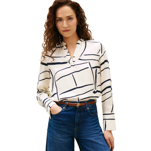 Tommy Hilfiger Blusa Blusa stampata Donna con apertura a V 34 P26-TOMMY HILFIGERWW48911-0K4-34 - Francavilla Moda