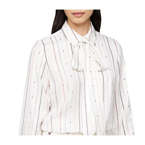 Tommy Hilfiger Camicia casual Camicia Donna a righe con fiocco Bianco - Francavilla Moda