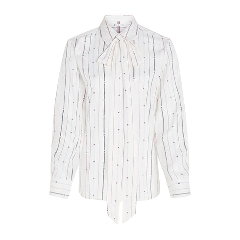 Tommy Hilfiger Camicia casual Camicia Donna a righe con fiocco Bianco - Francavilla Moda