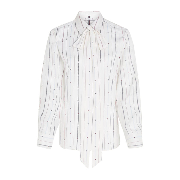 Tommy Hilfiger Camicia casual Camicia Donna a righe con fiocco Bianco - Francavilla Moda