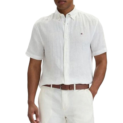 Tommy Hilfiger Camicia Camicia Uomo a manica corta in lino washed M P26-TOMMY HILFIGERMW41531-YBR-M - Francavilla Moda