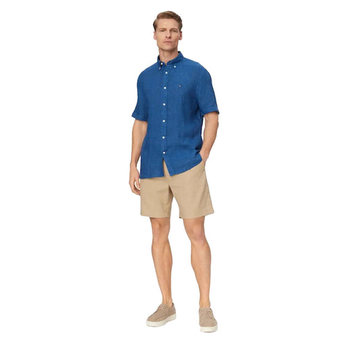 Tommy Hilfiger Camicia Camicia Uomo a manica corta in lino washed M P26-TOMMY HILFIGERMW41531-YBR-M - Francavilla Moda