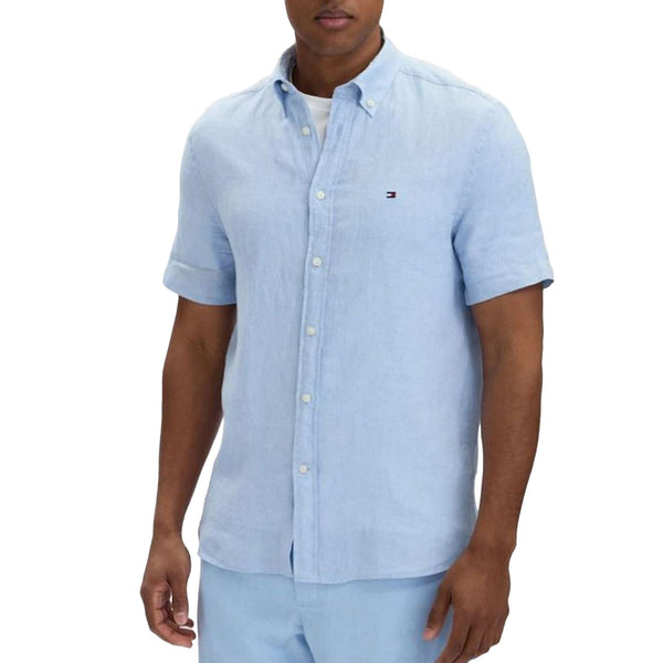 Tommy Hilfiger Camicia Camicia Uomo a manica corta in lino washed M - Francavilla Moda
