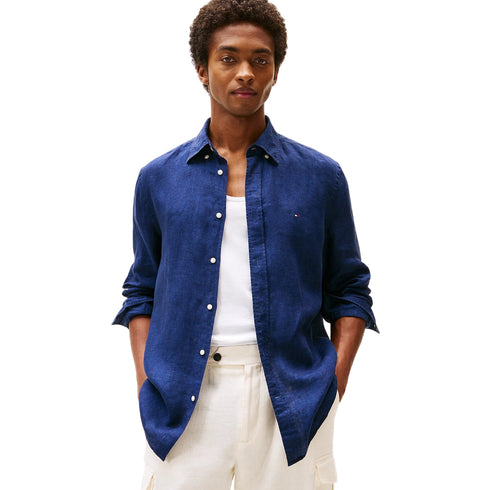 Tommy Hilfiger Camicia casual Camicia Uomo Pigment Dyed Li Solid S P25 - TOMMY HILFIGERMW34602 - DCC - S - Francavilla Moda