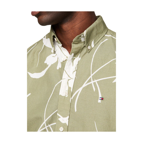Tommy Hilfiger Camicia casual Camicia Uomo tropical a maniche corte Verde bianca - Francavilla Moda