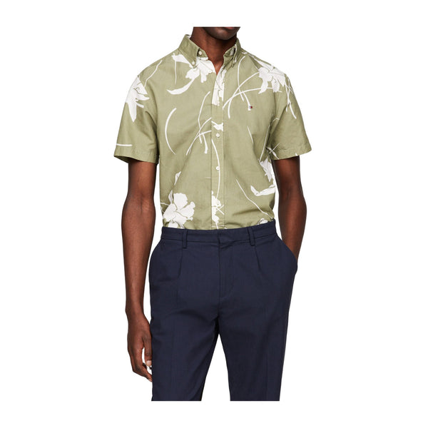 Tommy Hilfiger Camicia casual Camicia Uomo tropical a maniche corte Verde bianca - Francavilla Moda
