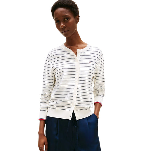 Tommy Hilfiger Cardigan Cardigan Donna in jersey a righe XS - Francavilla Moda