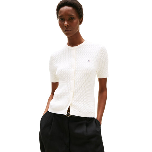 Tommy Hilfiger Cardigan Cardigan Donna maniche corte a trecce S A25-TOMMY HILFIGERWW45707-YA8-S - Francavilla Moda