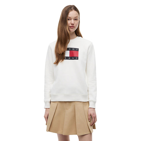 Tommy Hilfiger Felpa giro Felpa girocollo Donna con bandiera stampata XS - Francavilla Moda