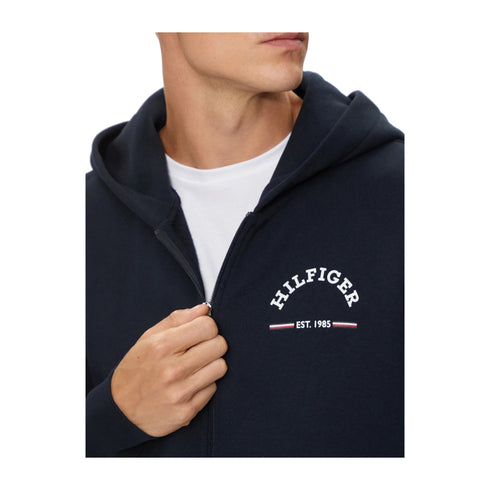 Tommy Hilfiger Felpa con zip Felpa Uomo con zip e logo lettering Blu A24 - TOMMY HILFIGERMW35571 - DW5 - XXX - Francavilla Moda