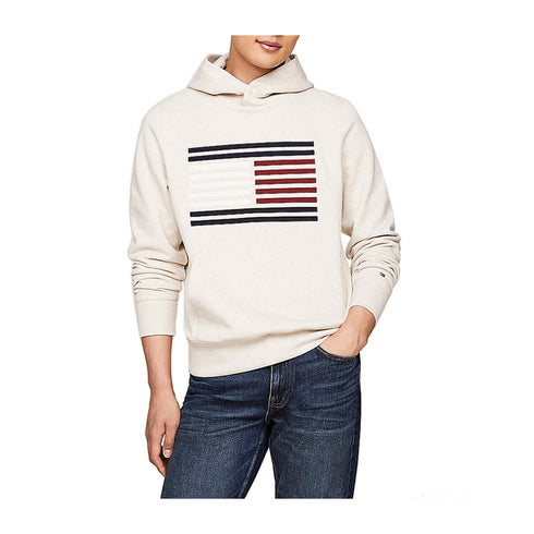 Tommy Hilfiger Felpa con cappuccio Felpa Uomo logo in grosgrain Latte A24 - TOMMY HILFIGERMW37117 - HCX - M - Francavilla Moda