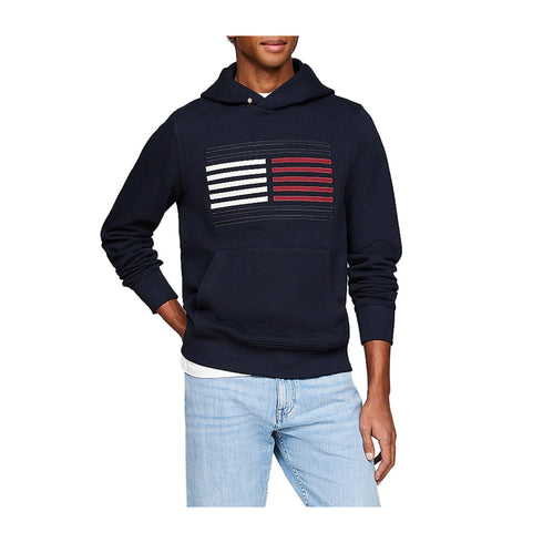 Tommy Hilfiger Felpa con cappuccio Felpa Uomo logo in grosgrain Blu - Francavilla Moda