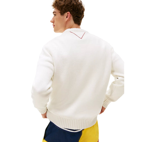 Tommy Hilfiger Felpa girocollo Felpa Uomo Sailing con logo a intarsio Bianco - Francavilla Moda