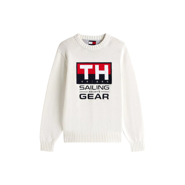 Tommy Hilfiger Felpa girocollo Felpa Uomo Sailing con logo a intarsio Bianco - Francavilla Moda