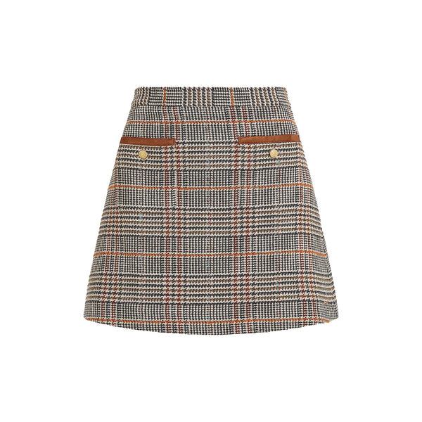 TOMMY HILFIGER Gonna corta Gonna Donna in tweed con bottoni Check cammello - Francavilla Moda