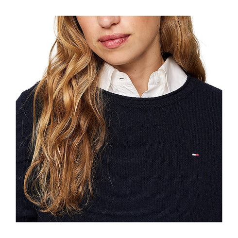 TOMMY HILFIGER Pullover Maglia Donna con orli arrotolati Blu A24 - TOMMY HILFIGERWW44161 - DW5 - S - Francavilla Moda