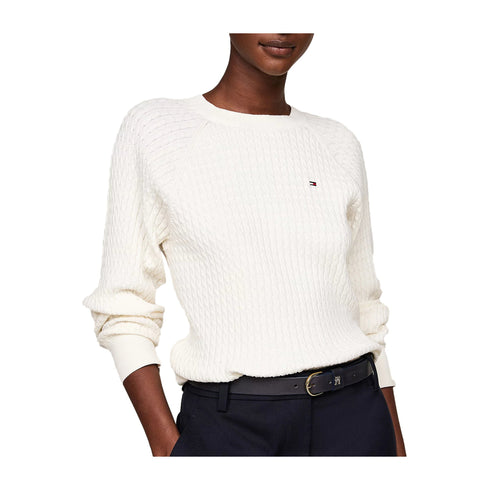 Tommy Hilfiger Maglia Maglia Donna lavorata a trecce Panna A24 - TOMMY HILFIGERWW41142 - Z00 - S - Francavilla Moda