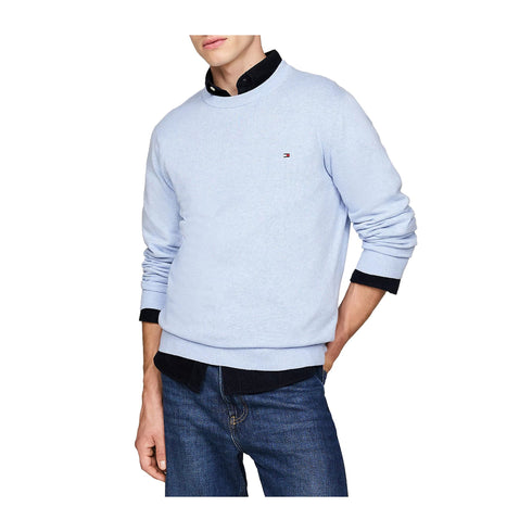 Tommy Hilfiger Pullover Maglia Uomo a girocollo in cotone Celeste - Francavilla Moda